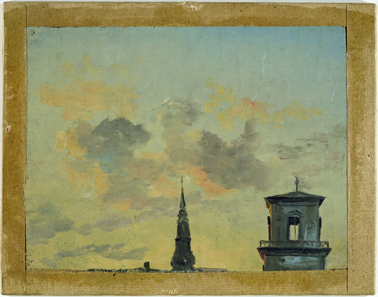 Dos torres en Copenhague contra el cielo vespertino de Johan Christian Dahl