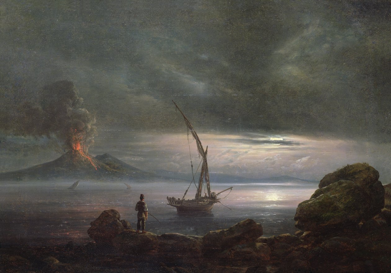 Volcán al atardecer, Sicilia de Johan Christian Dahl
