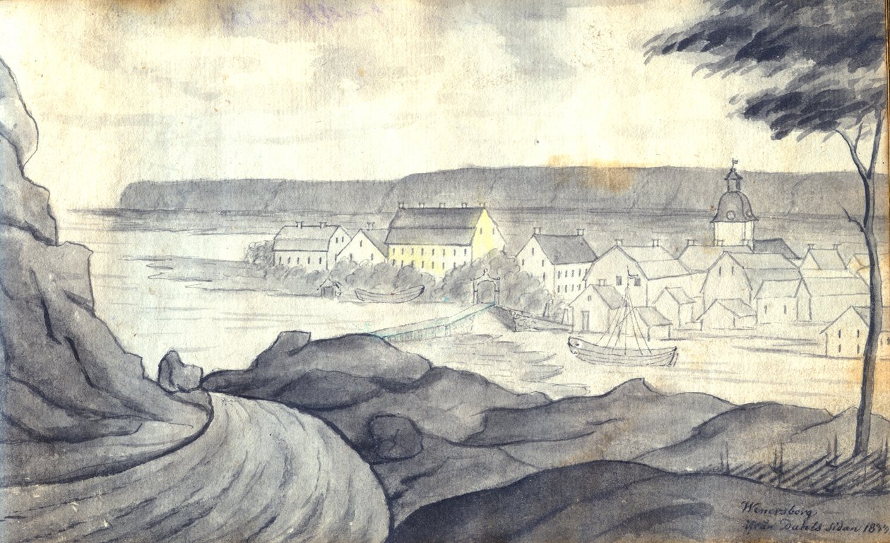 Vista hacia Vänersborg desde el lado de Dalsland de Vänern de Johan Gustaf Thun
