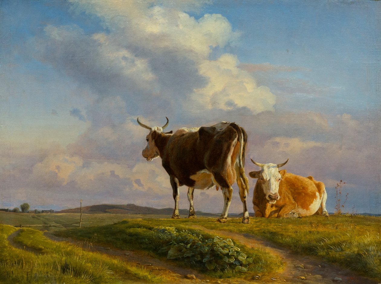 Dos vacas en un campo abierto de Johan Thomas Lundbye