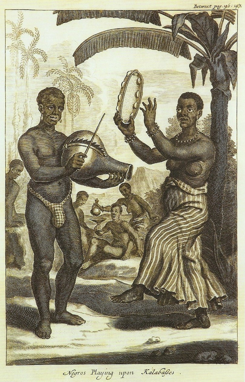 Negros tocando calabazas de Johan Nieuhof