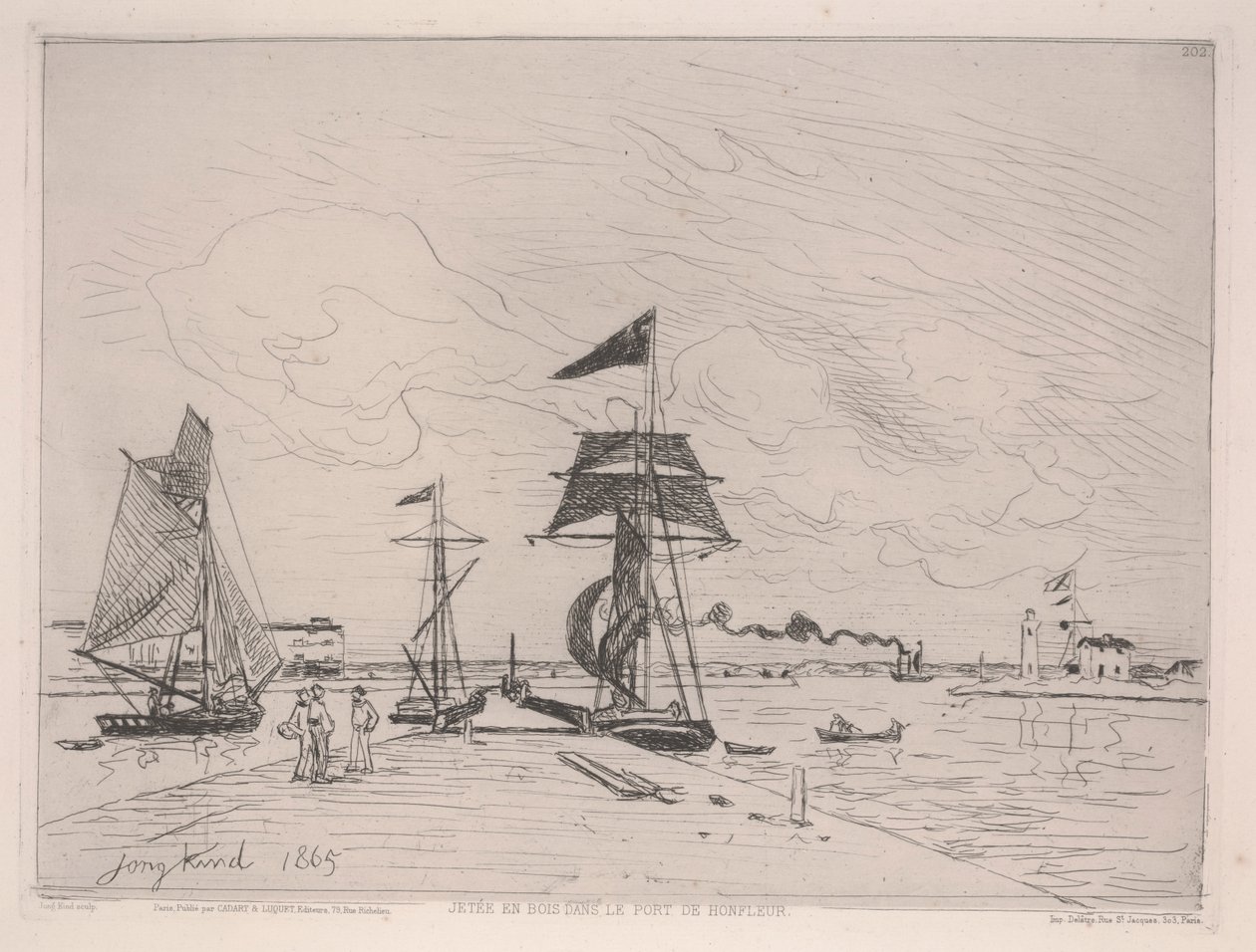 Muelle de madera en el puerto de Honfleur de Johan Barthold Jongkind