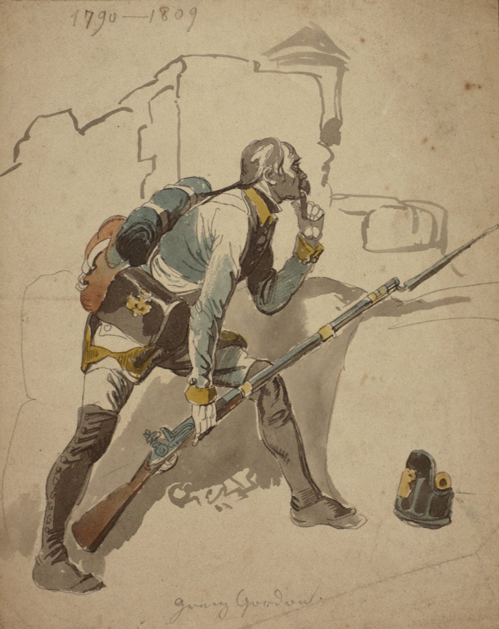 Infantería privada de línea (posiblemente 27º Regimiento, Hesse Cassell), 1790-1809 de Johan Baptiste Heinefetter
