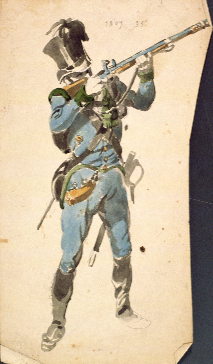 Un fusilero de los Jaegers austriacos, el cuerpo de prestigio de una élite nacional, 1835 de Johan Baptiste Heinefetter