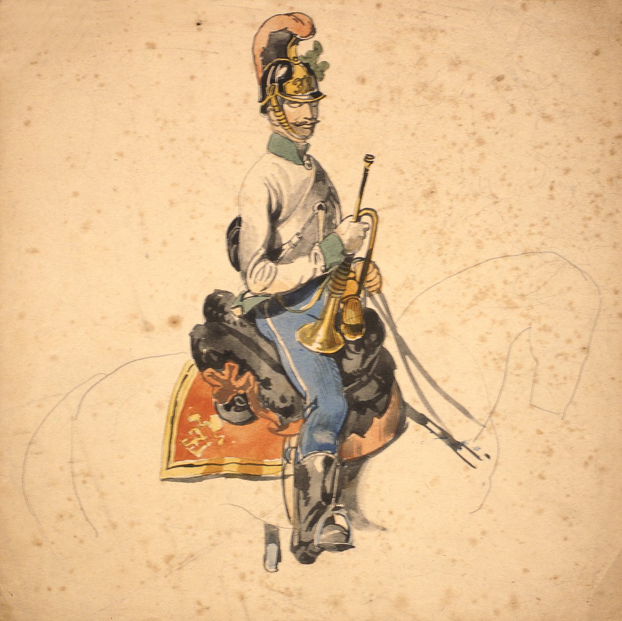 Un Soldado del 5º Regimiento de Dragones, Príncipe Eugenio de Saboya 1840-50 de Johan Baptiste Heinefetter