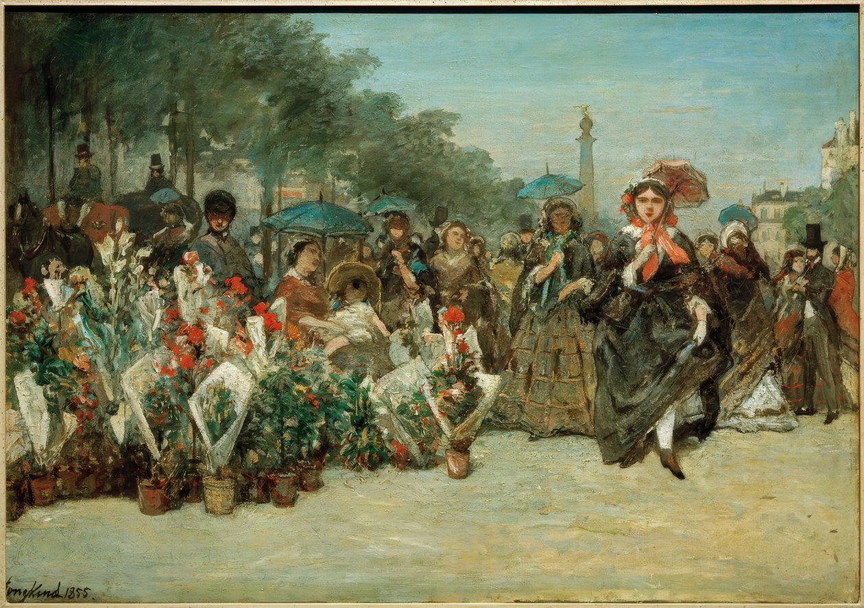 Mercado de flores en el Boulevard Richard-Lenoir de Johan Barthold Jongkind