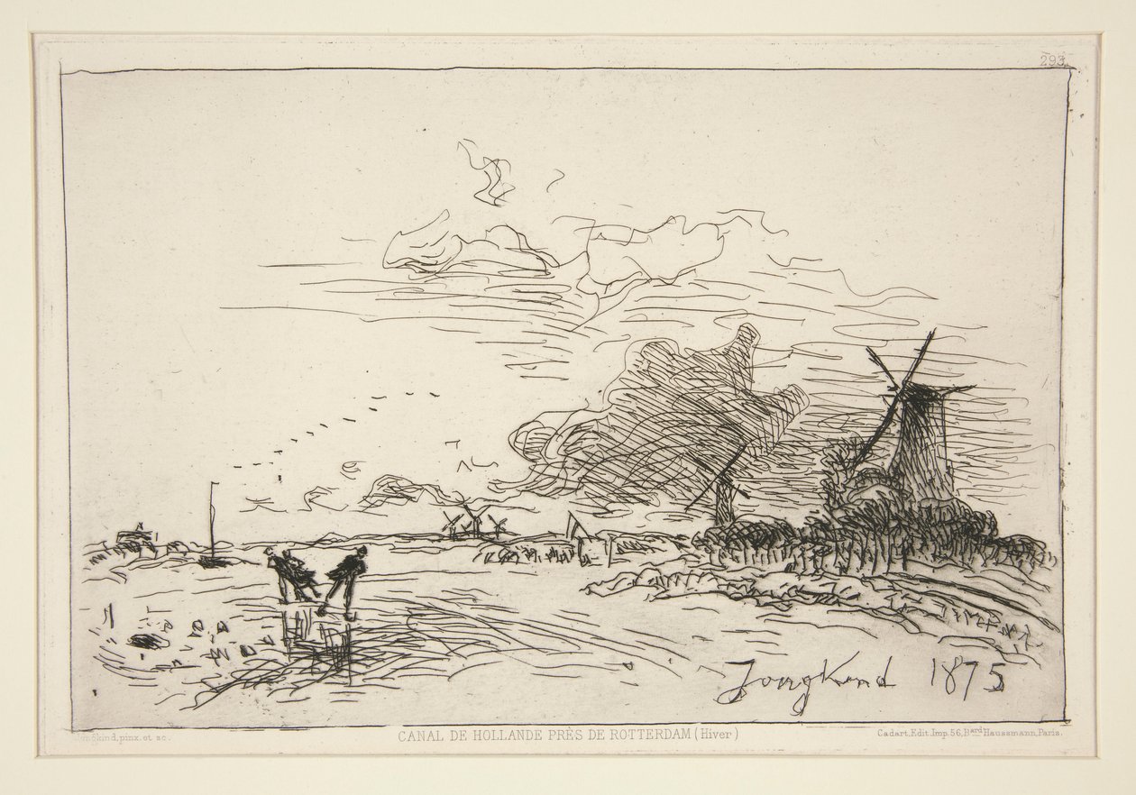 Canal de Hollande, pr?s de Rotterdam (Hiver) [Canal de Holanda, cerca de Rotterdam (Invierno)] de Johan Barthold Jongkind