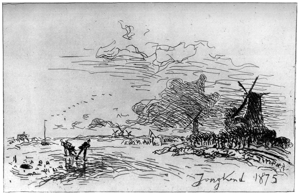 Canal cerca de Róterdam, c1830-1890 1924 de Johan Barthold Jongkind
