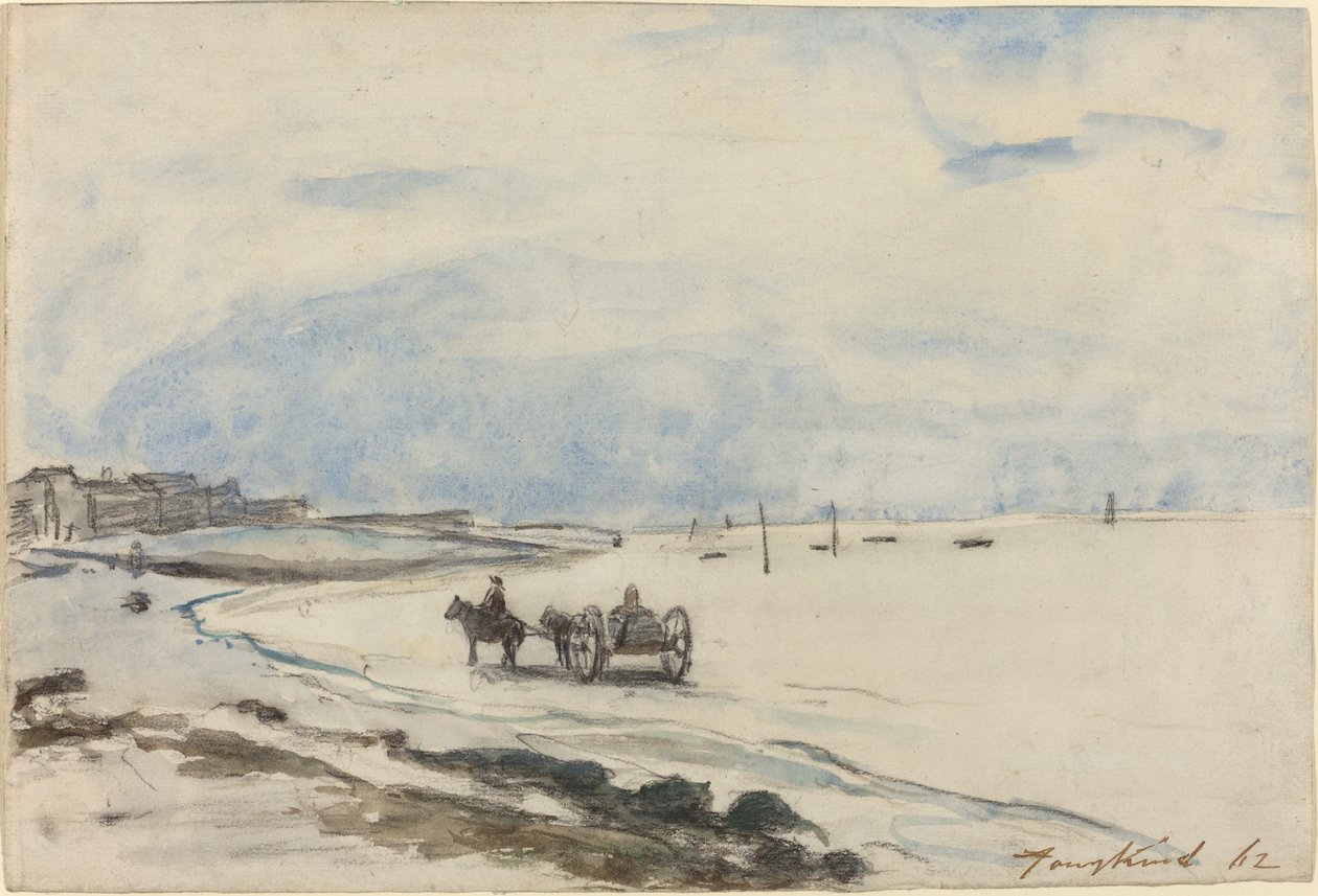 Carro en la Playa de Etretat de Johan Barthold Jongkind
