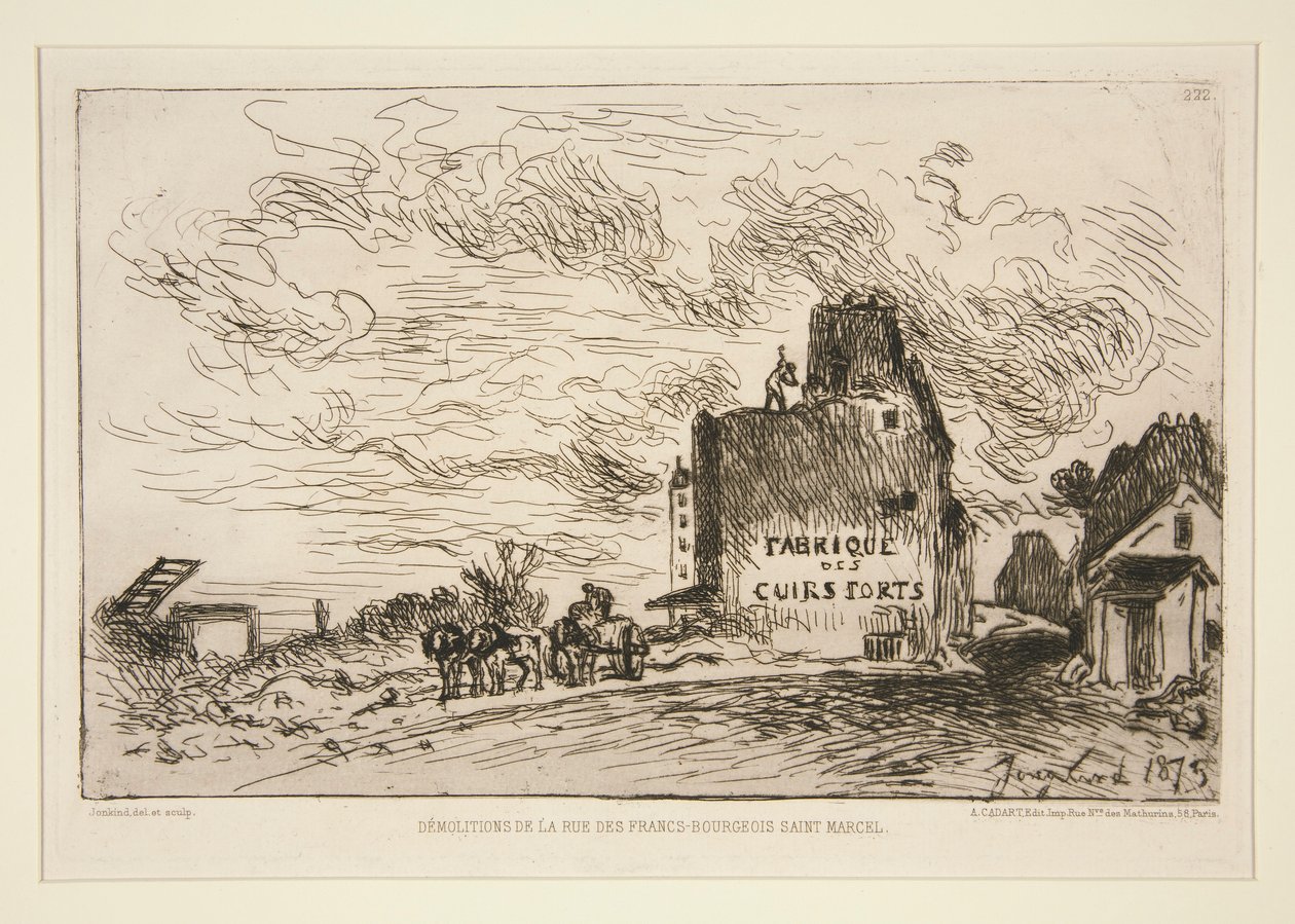 Demoliciones de la Rue des Francs-Bourgeois Saint-Marcel (Demolición en la Rue des Francs-Bourgeois Saint-Marcel) de Johan Barthold Jongkind