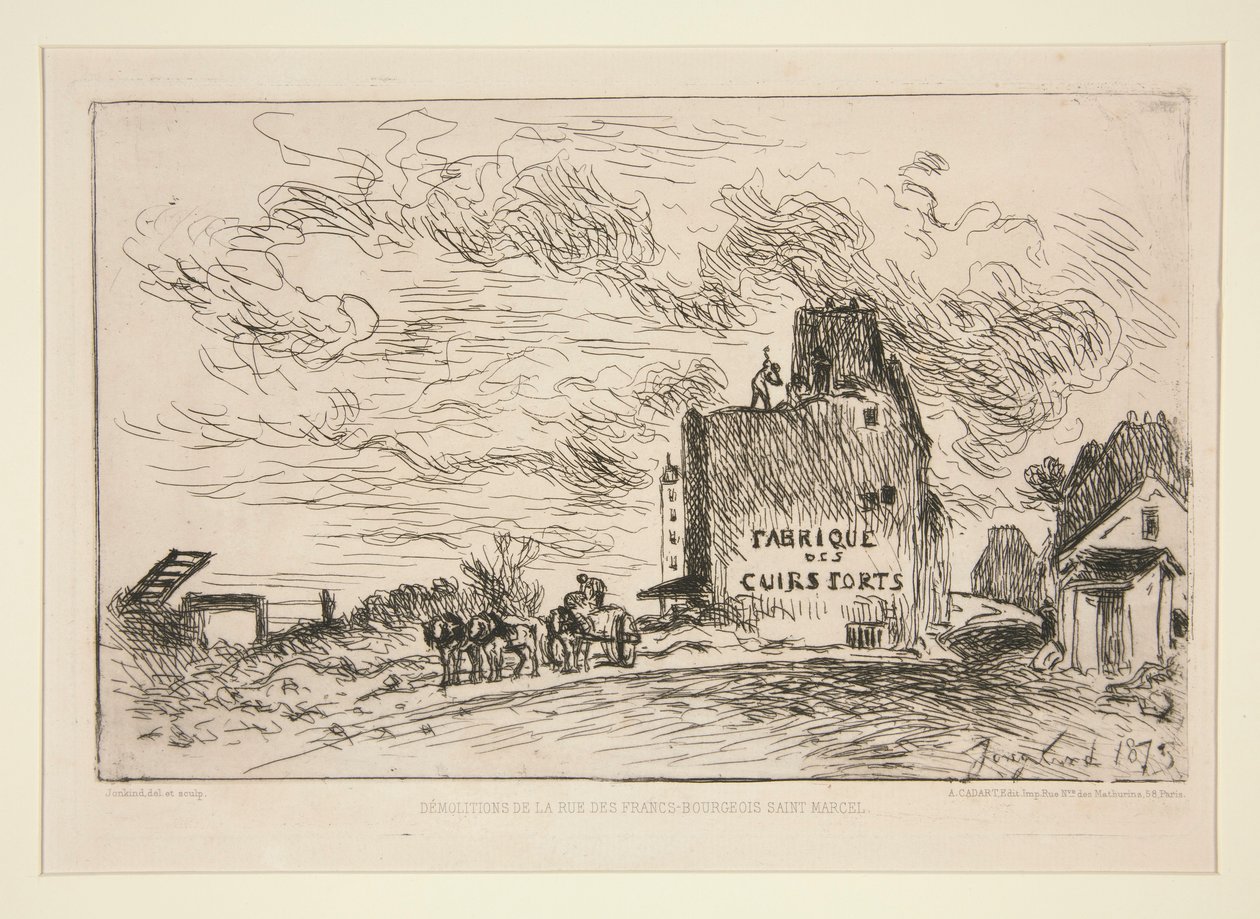 Demoliciones de la Rue des Francs-Bourgeois Saint-Marcel (Demolición en la Rue des Francs-Bourgeois Saint-Marcel) de Johan Barthold Jongkind