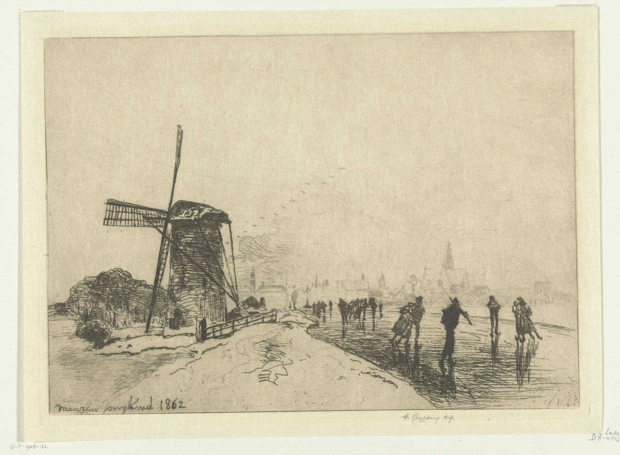 Vista de Maassluis Vue de la ville de Maaslins (Holanda) (título sobre objeto) de Johan Barthold Jongkind
