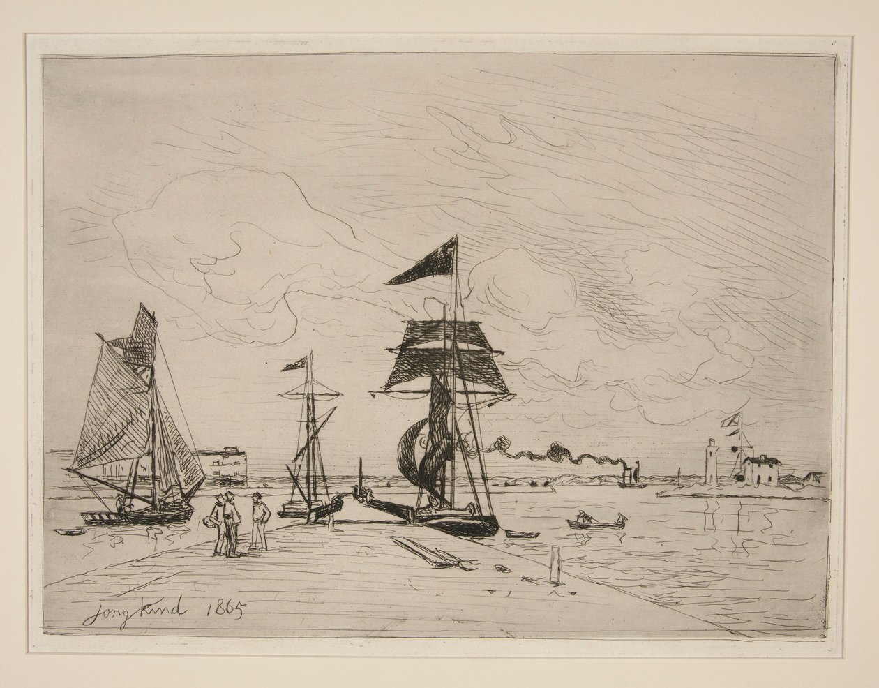 Embarcadero de madera en el puerto de Honfleur de Johan Barthold Jongkind