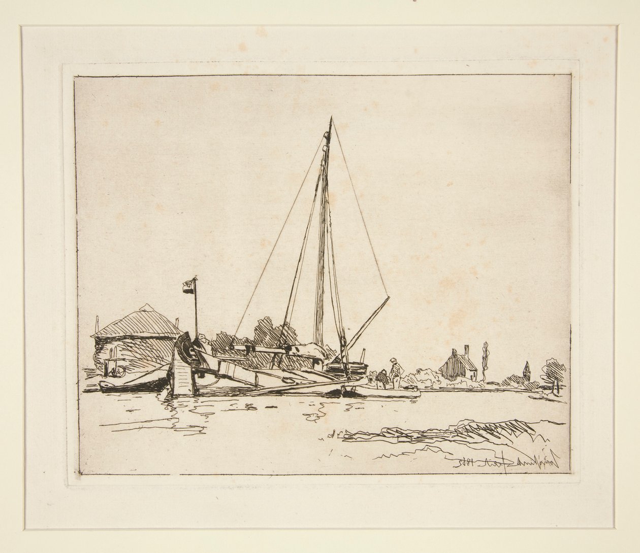 La Barque amarr?e (El barco amarrado) de Johan Barthold Jongkind