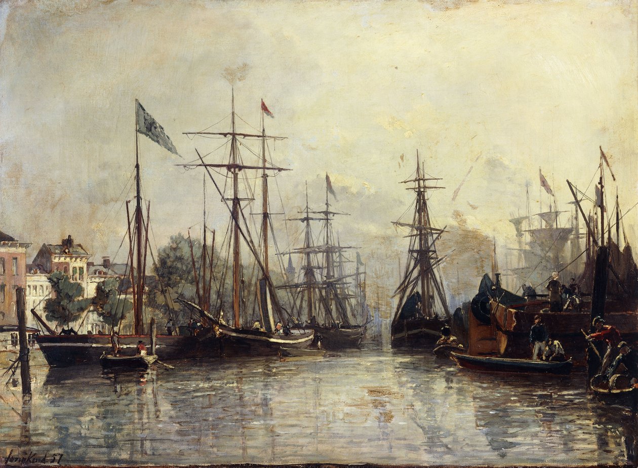 Puerto de Róterdam, 1857 de Johan Barthold Jongkind