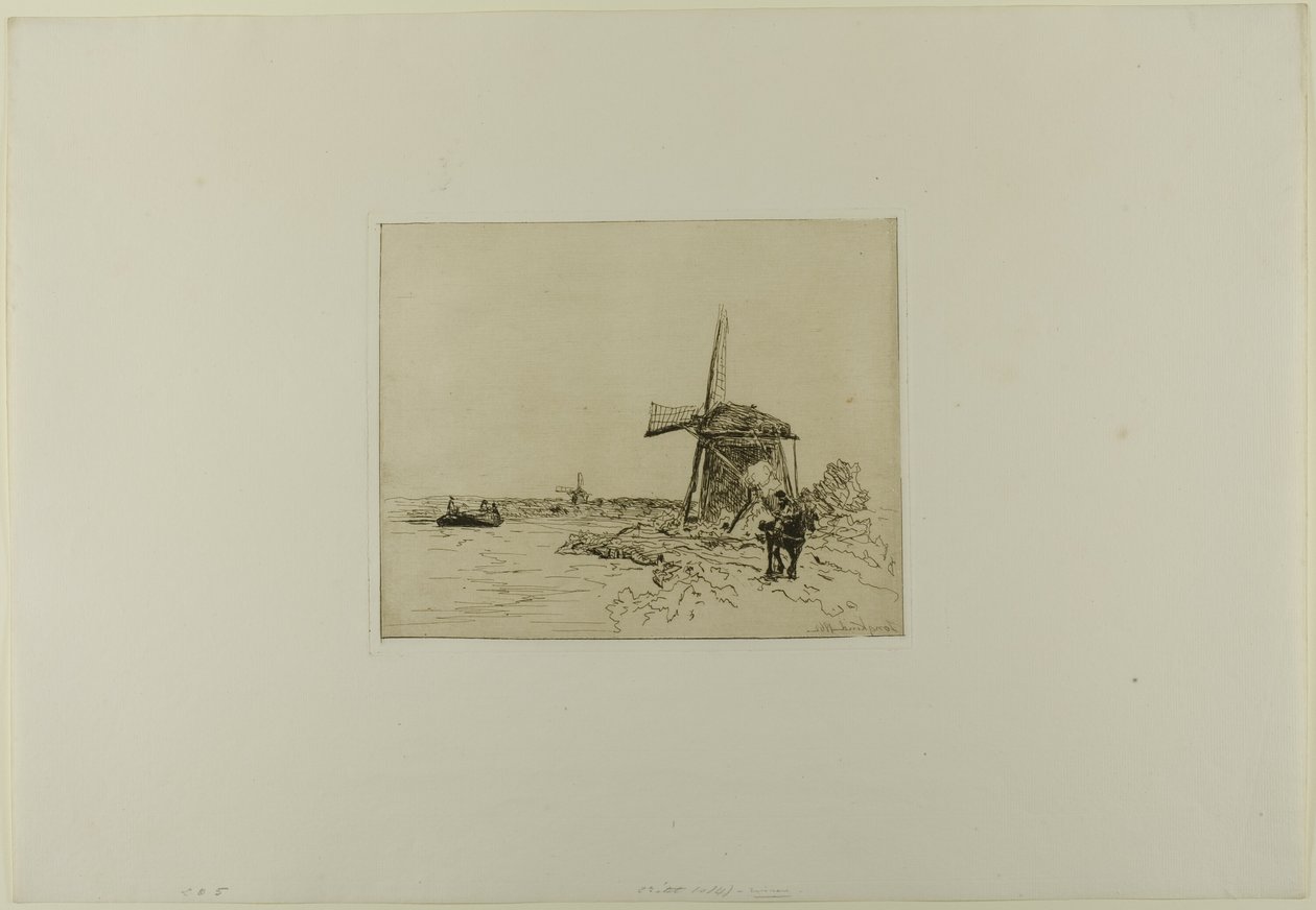 El camino de sirga, del Libro de seis aguafuertes, vistas de Holanda de Johan Barthold Jongkind