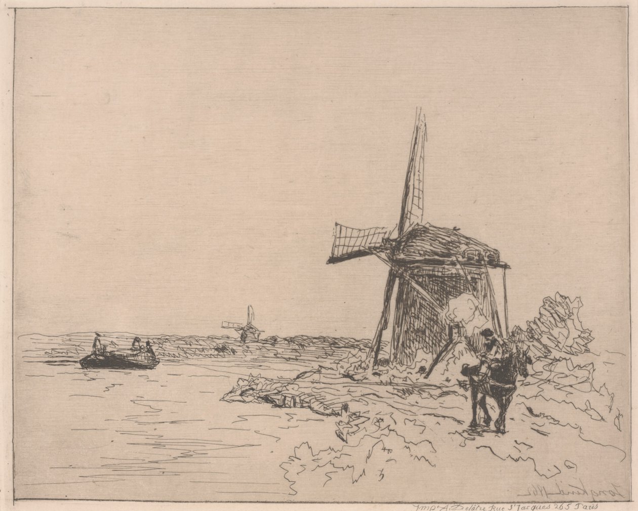 El Camino de Sirga, impreso por Auguste Delâtre (n.1822) de Johan Barthold Jongkind
