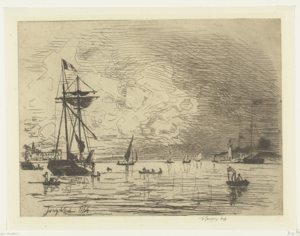 Salida del puerto de Honfleur Sortie du port de Honfleur (título sobre el objeto) de Johan Barthold Jongkind