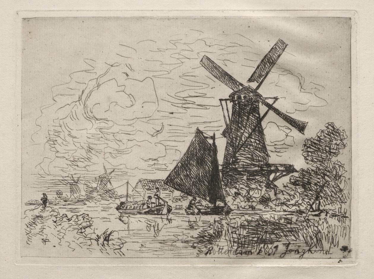 Molinos de viento en Holanda de Johan Barthold Jongkind
