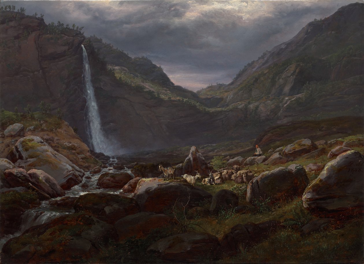 Cascada Feige (Feigefossen), Lysterfjord, Noruega de Johan Christian Dahl