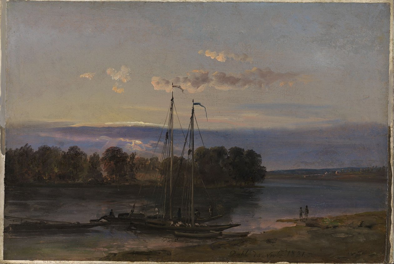 Ambiente nocturno a orillas del Elba de Johan Christian Dahl