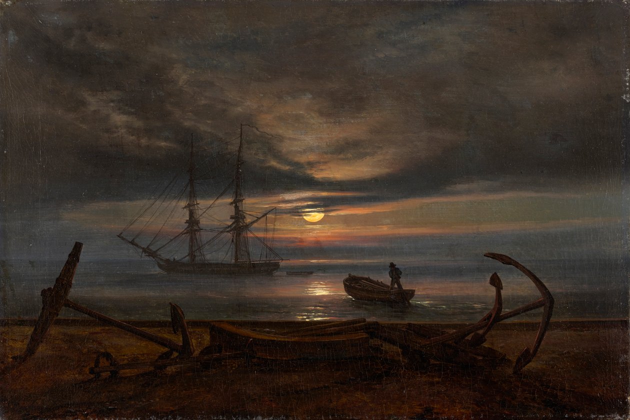 Costa danesa a la luz de la luna de Johan Christian Dahl