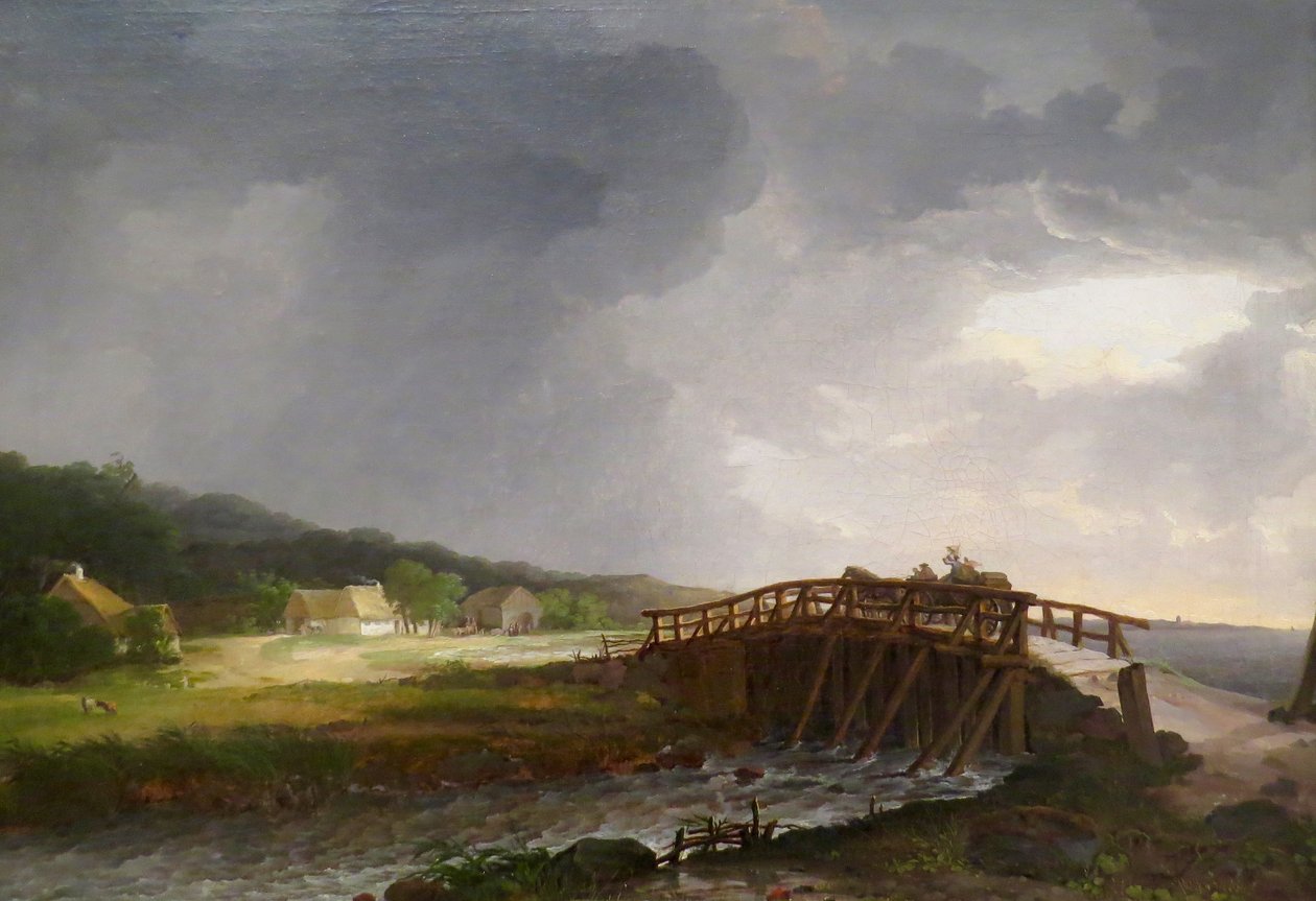 Danés: El puente sobre el río Tryggevælde con vistas a Køge El puente sobre el río Tryggevælde con vistas a Køge, Zelanda de Johan Christian Dahl