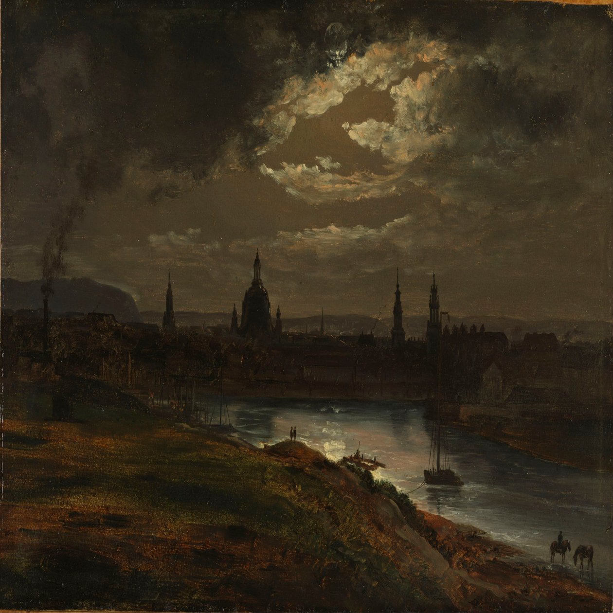 Dresde a la luz de la luna de Johan Christian Dahl