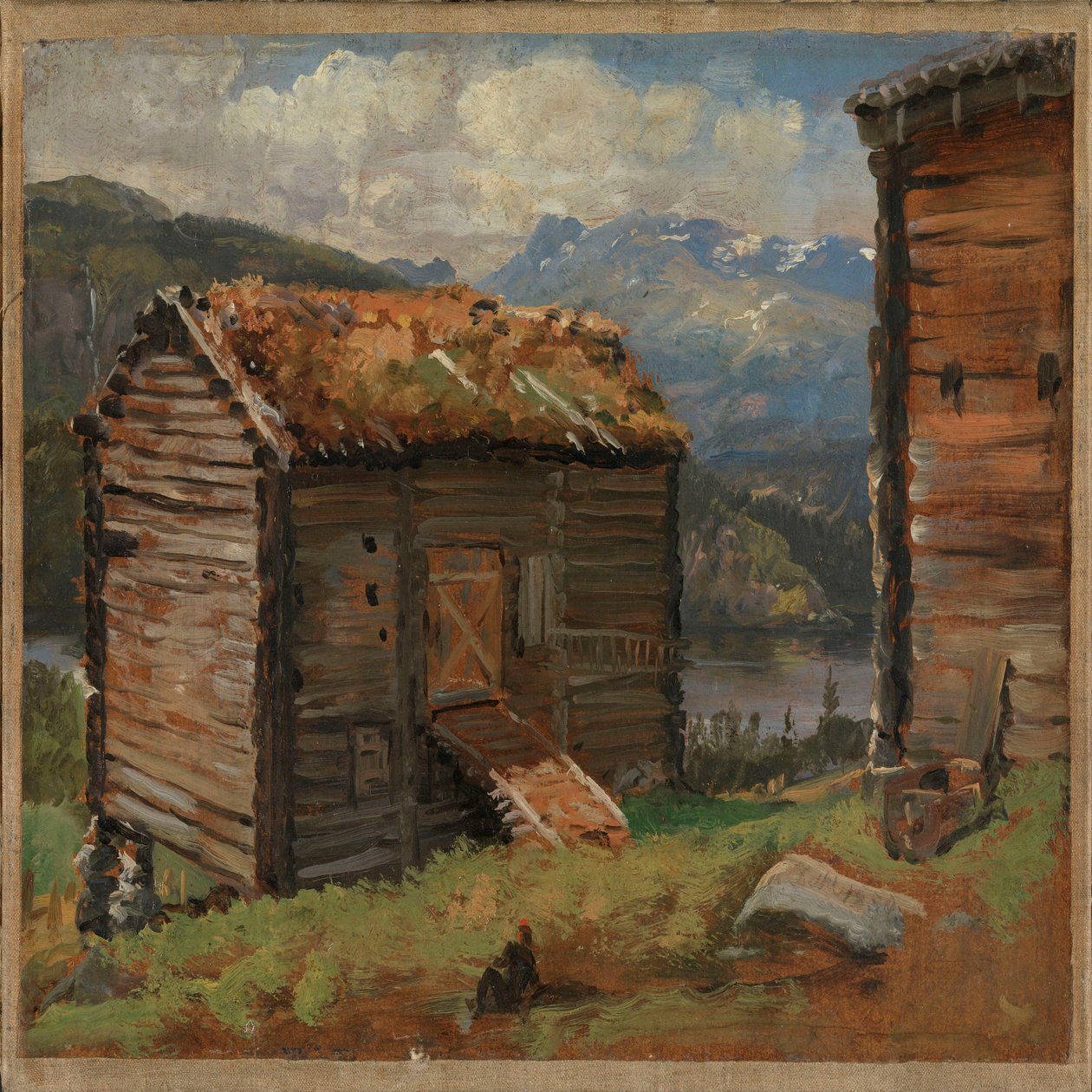 Edificios de granja en Hjelle, en Valdres de Johan Christian Dahl