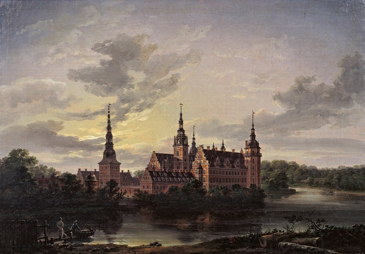 Frederiksborg Slot a la luz de la luna, 1817 de Johan Christian Dahl
