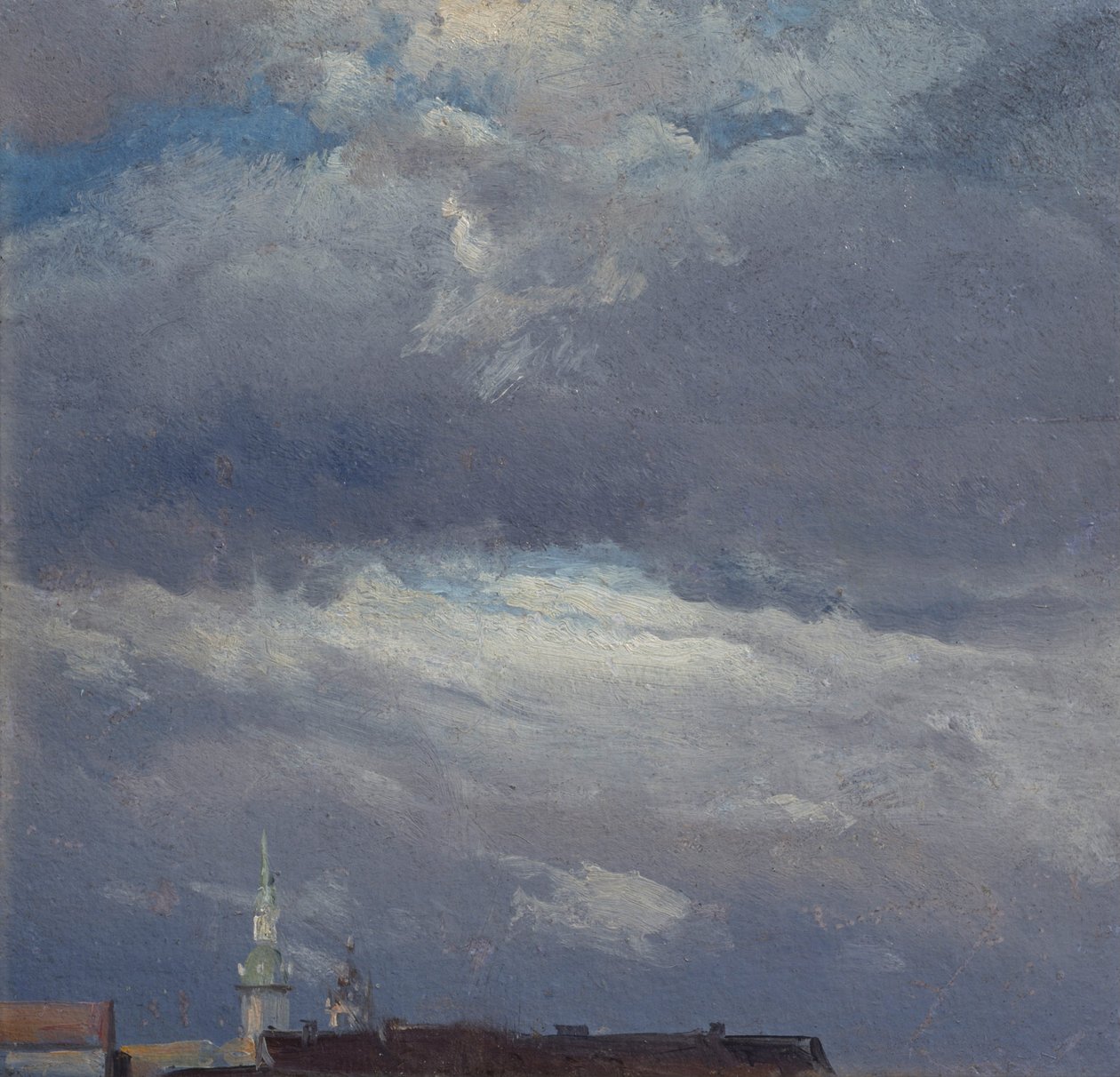Nubes de tormenta sobre la torre del castillo de Dresde de Johan Christian Dahl