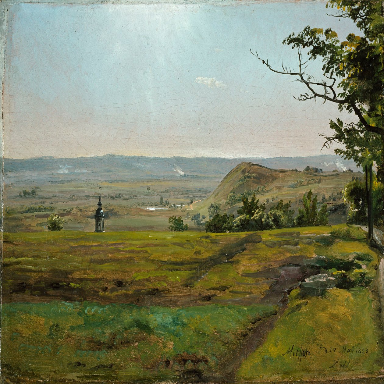 Campos verdes cerca de Meissen. Estudio de Johan Christian Dahl