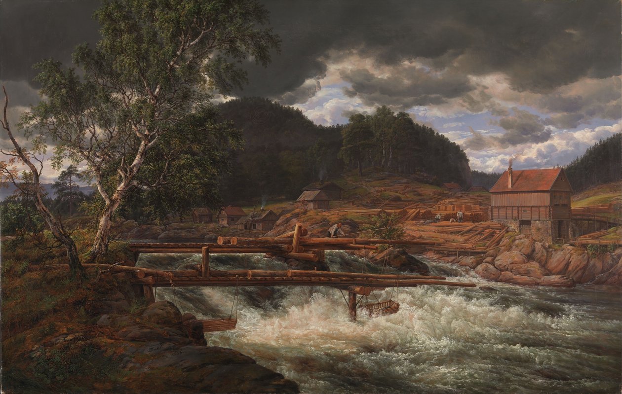 Hellefossen, cerca de Hokksund de Johan Christian Dahl