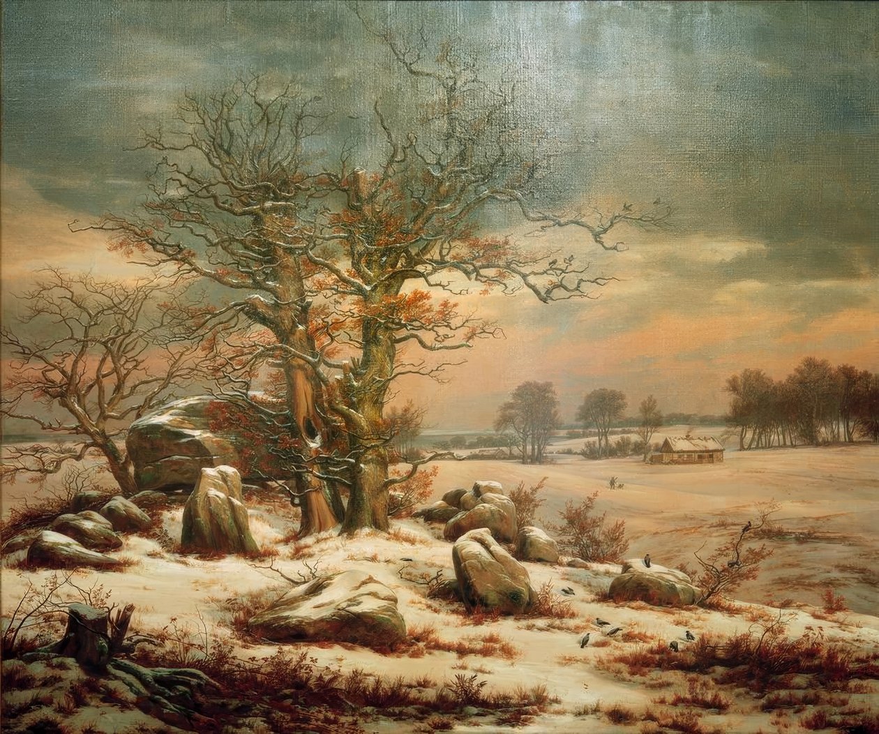 Túmulo cerca de Vordingborg en invierno de Johan Christian Dahl
