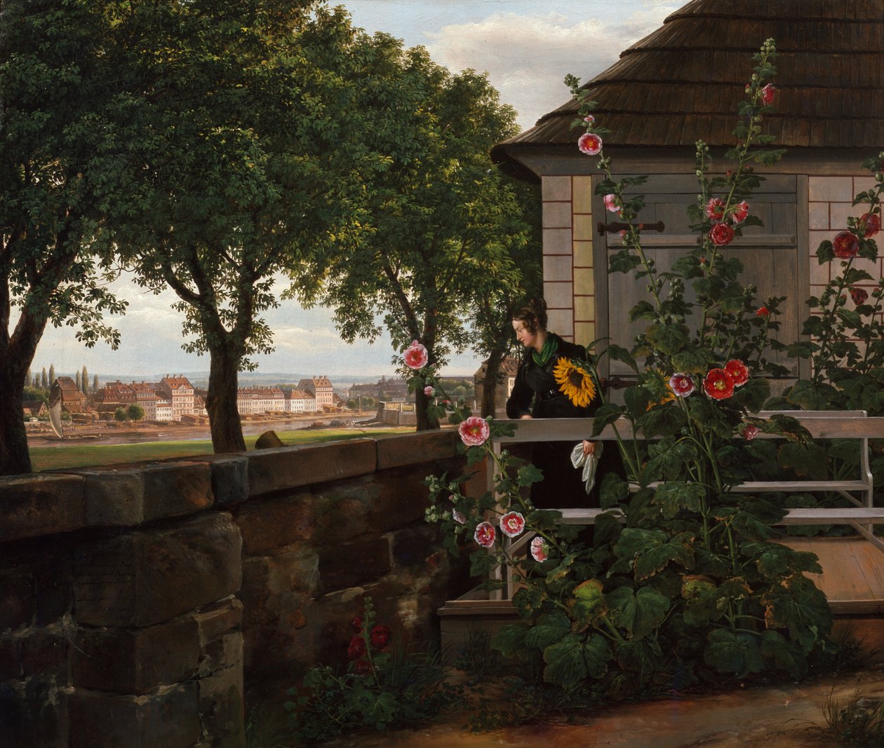 Julie Vogel en su jardín de Johan Christian Dahl