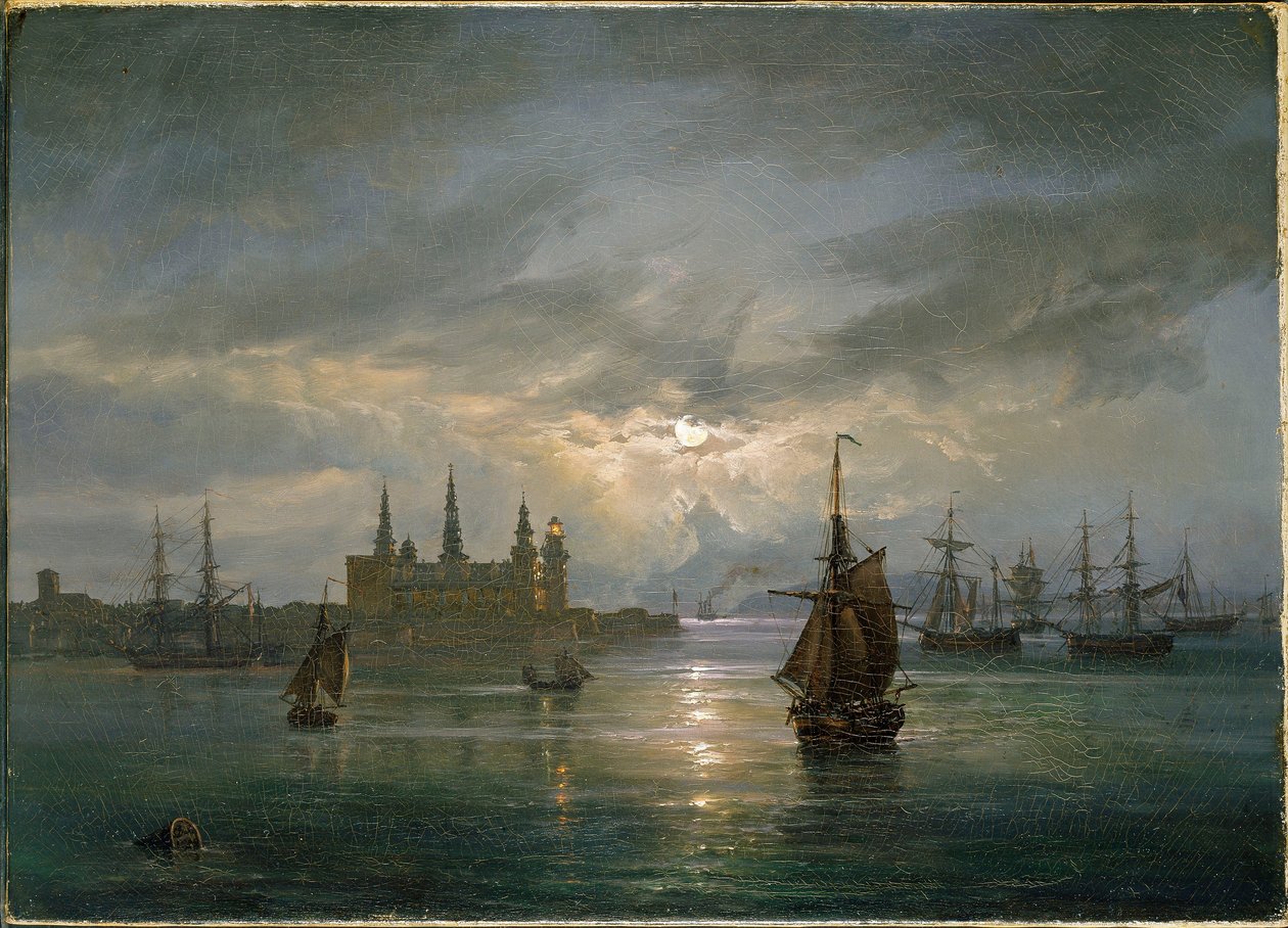 Castillo de Kronborg a la luz de la luna de Johan Christian Dahl