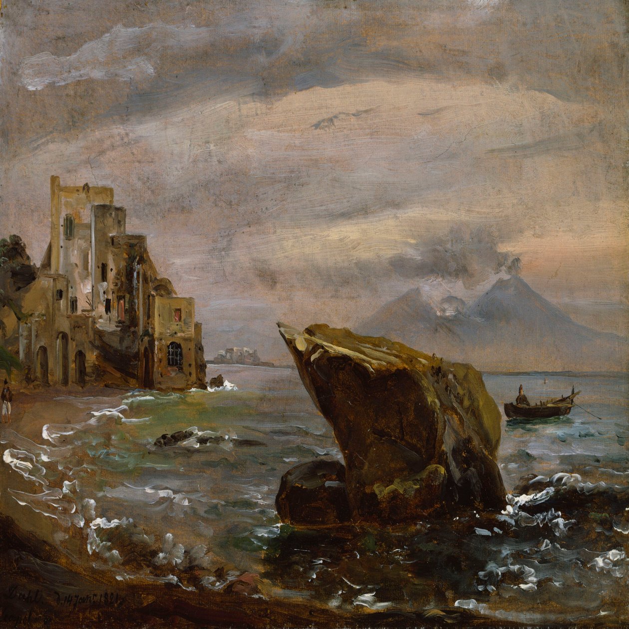 Paisaje costero cerca de Posillipo de Johan Christian Dahl