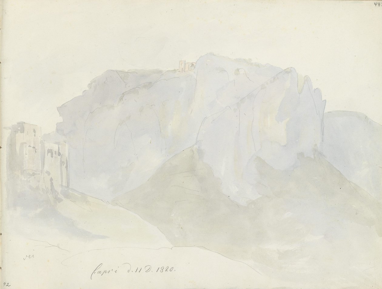 Monte Solaro visto desde Capri de Johan Christian Dahl