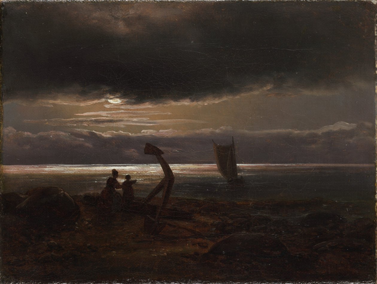 Madre e hijo junto al mar de Johan Christian Dahl