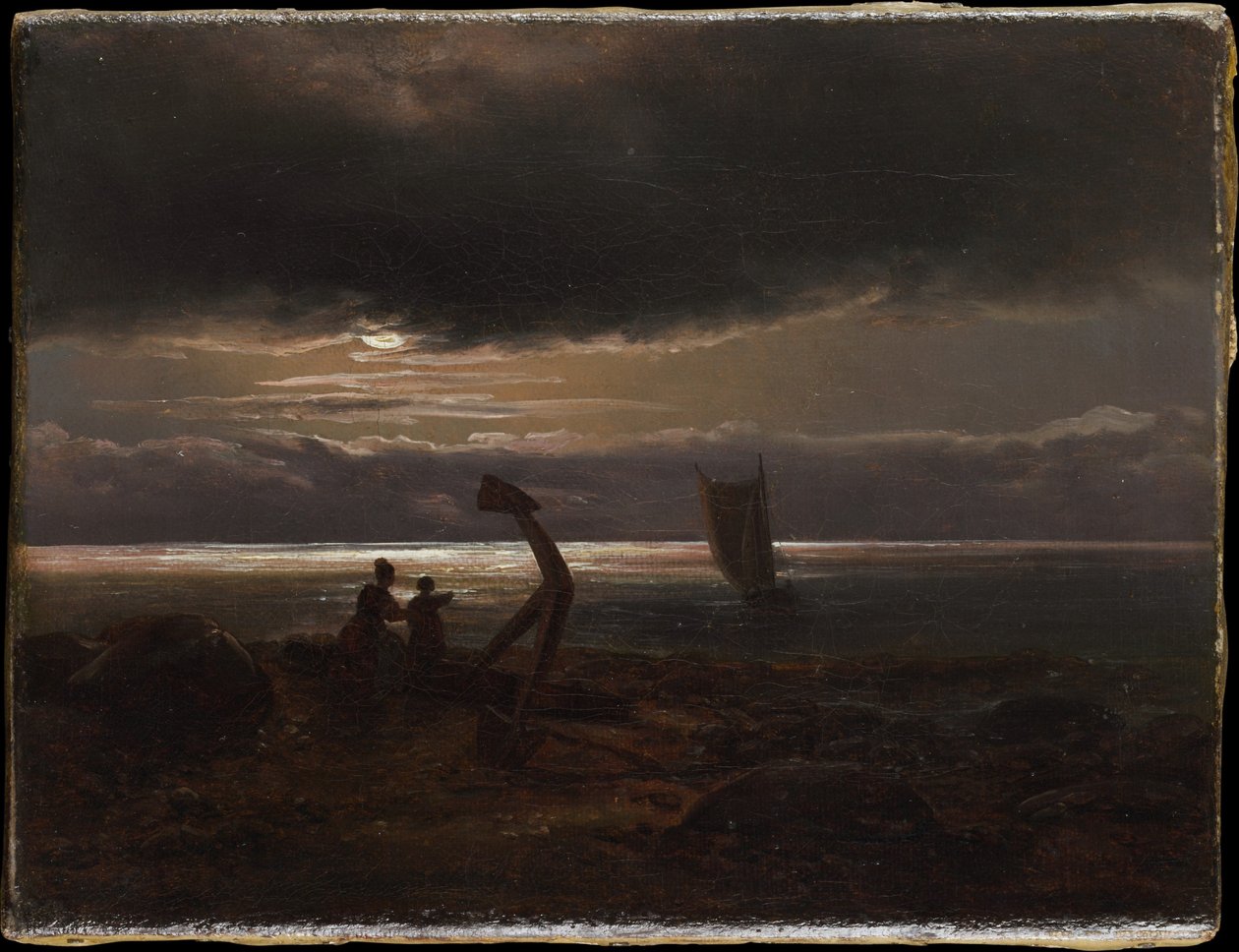 Madre e hijo junto al mar de Johan Christian Dahl