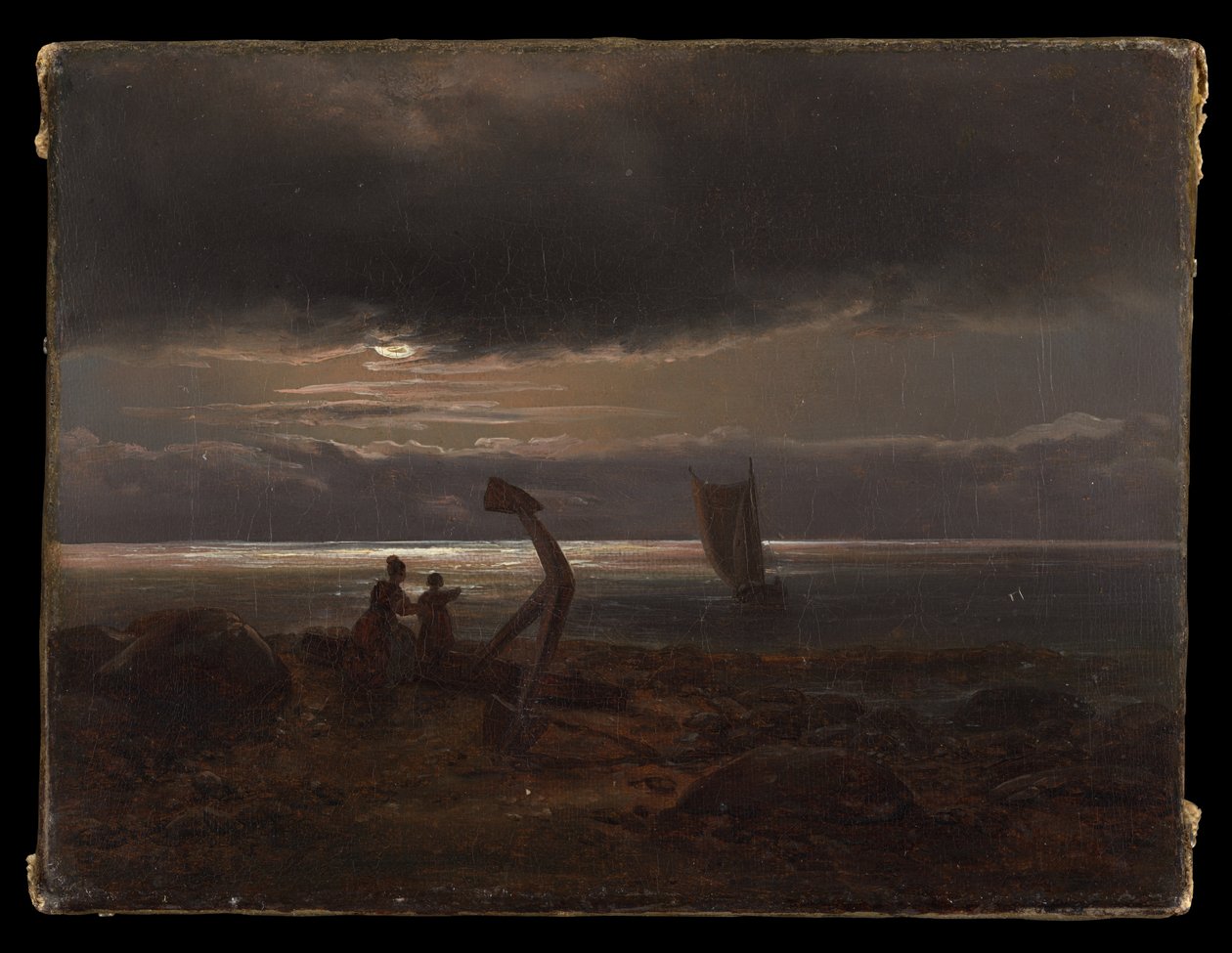 Madre e hijo junto al mar de Johan Christian Dahl