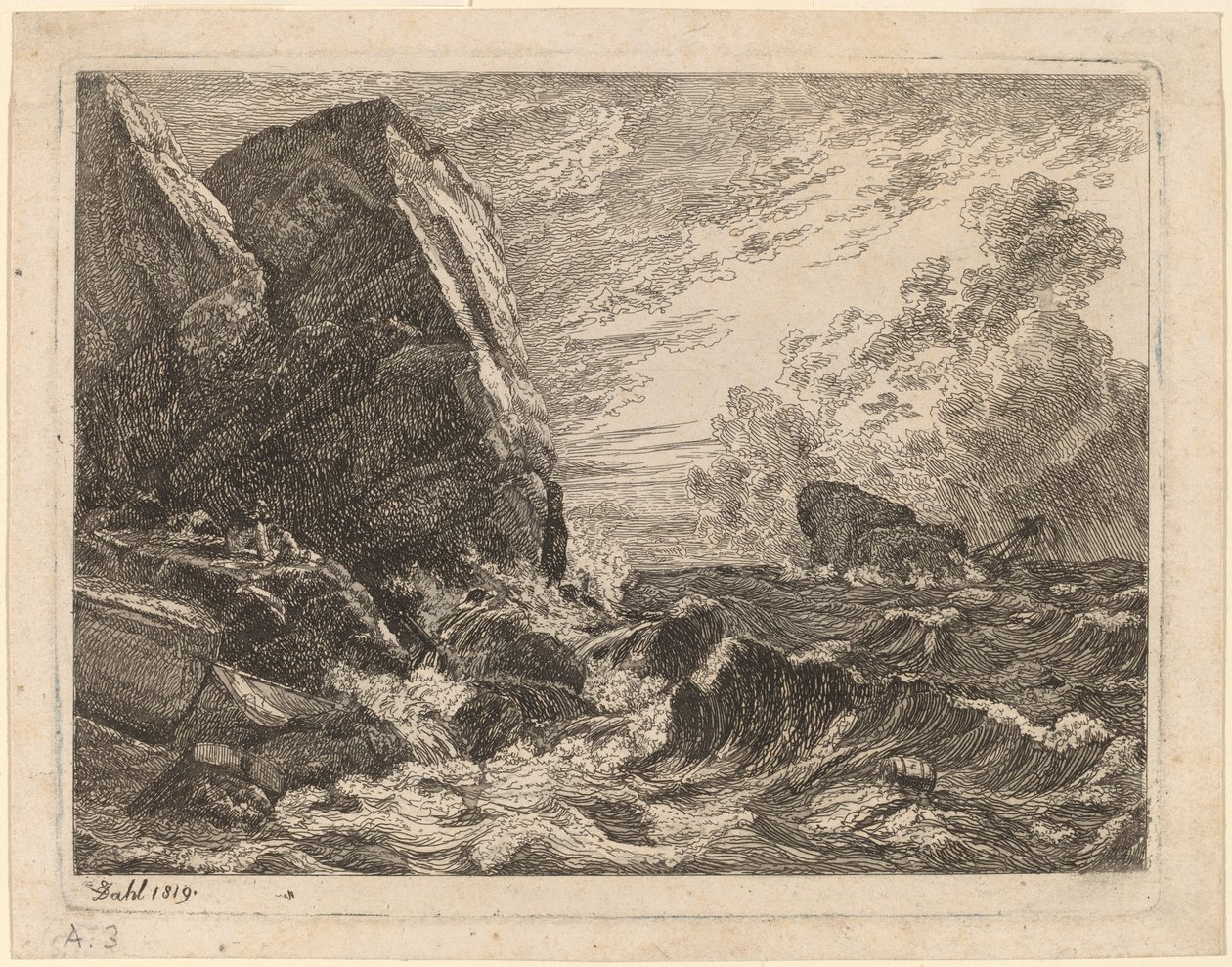 Costa noruega durante una tormenta de Johan Christian Dahl