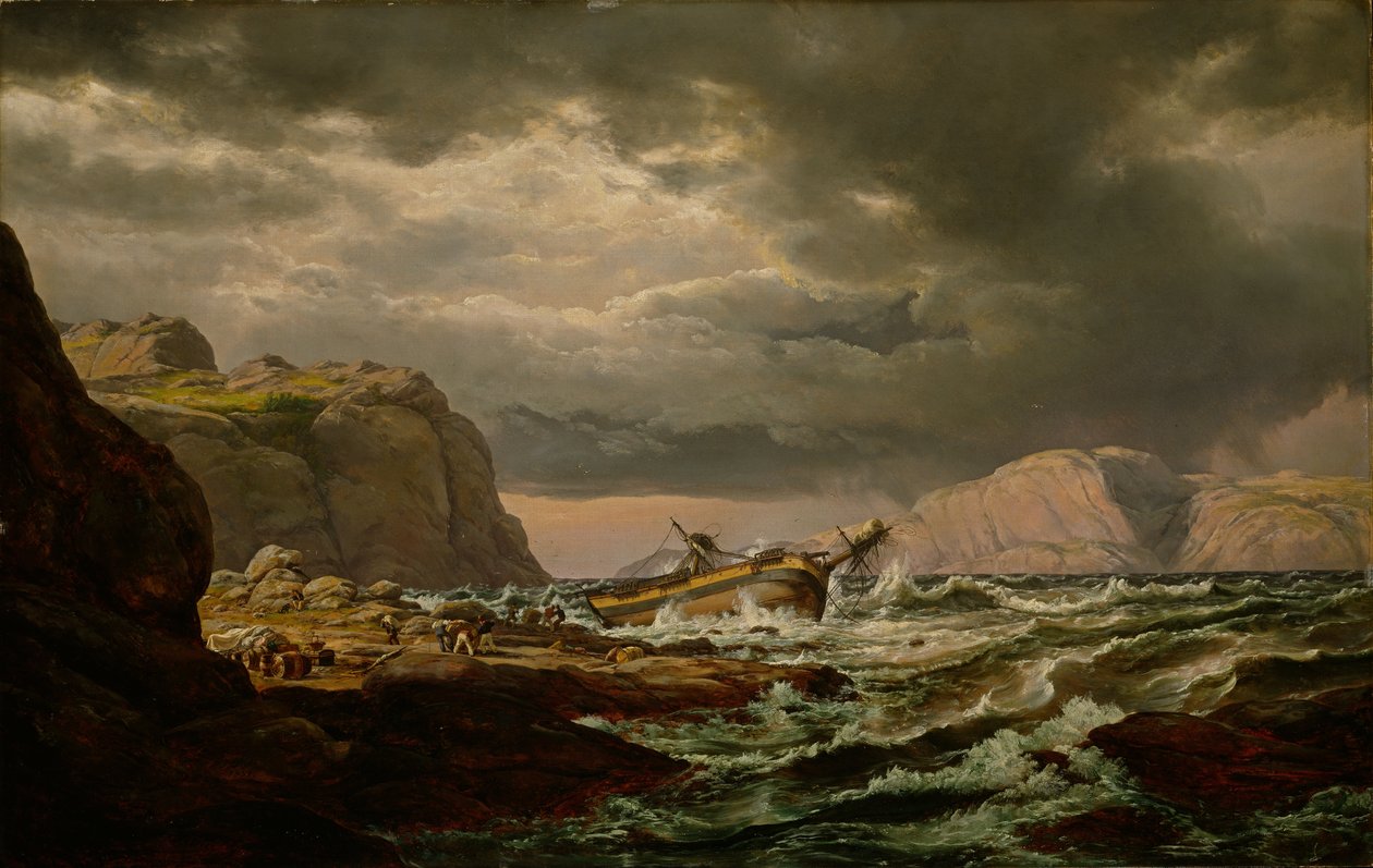 Noruego:  Skibbrudd ved den norske kyst Naufragio en la costa noruega de Johan Christian Dahl
