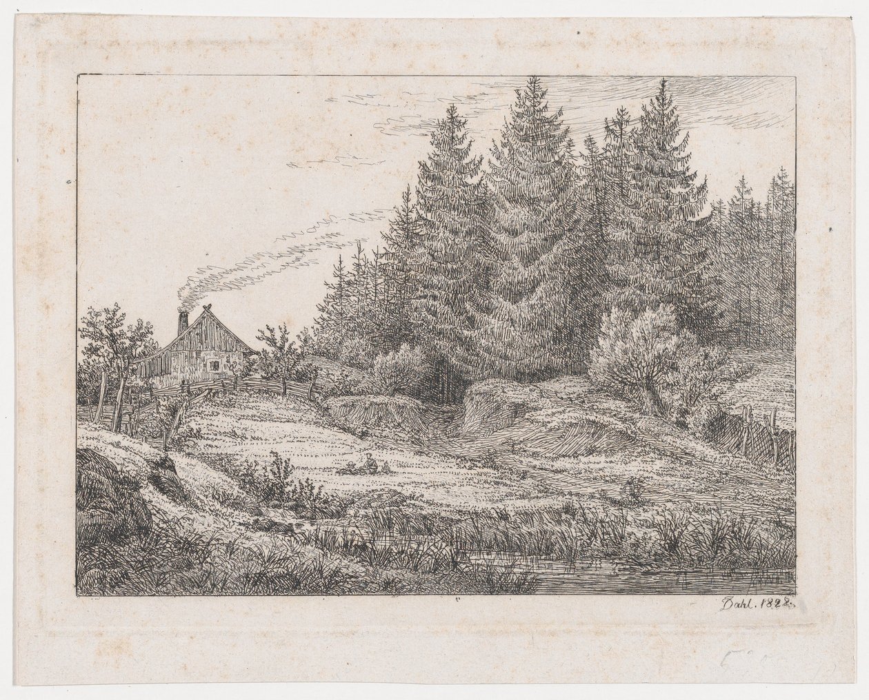 Cabaña campesina al borde de un bosque de Johan Christian Dahl