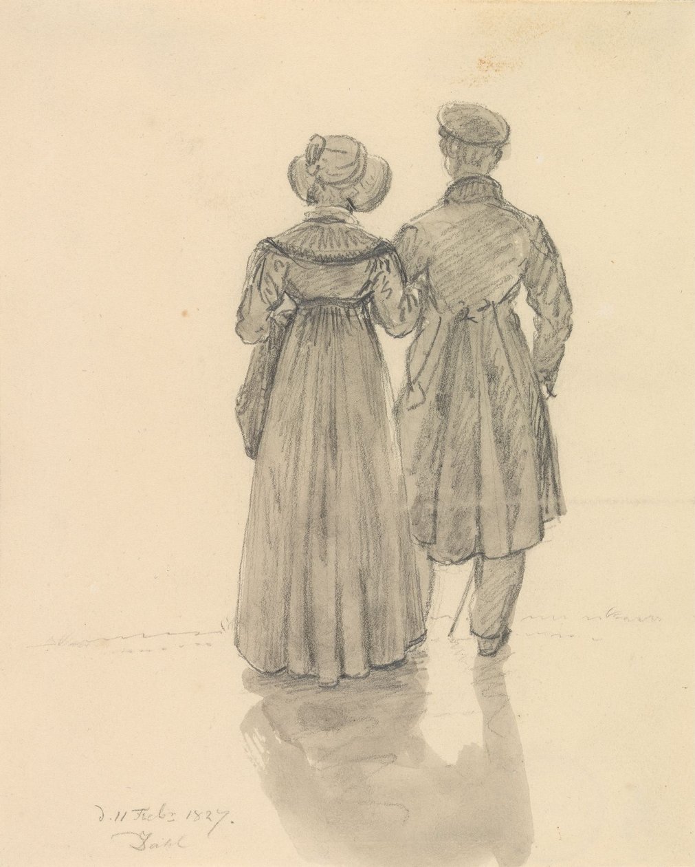 Hombre y mujer vistos de espaldas de Johan Christian Dahl