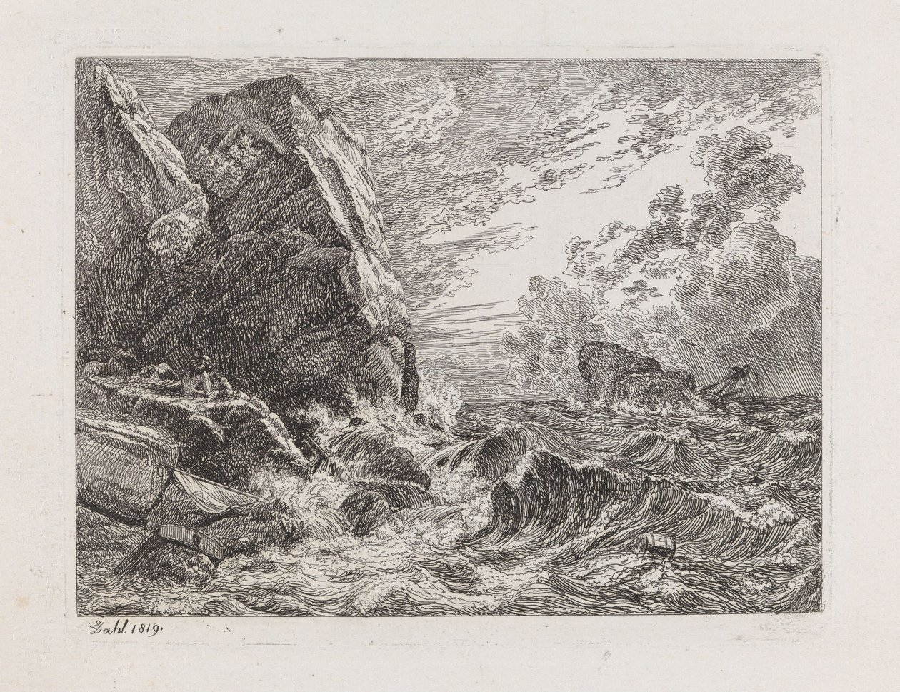 Naufragio en una costa rocosa de Johan Christian Dahl