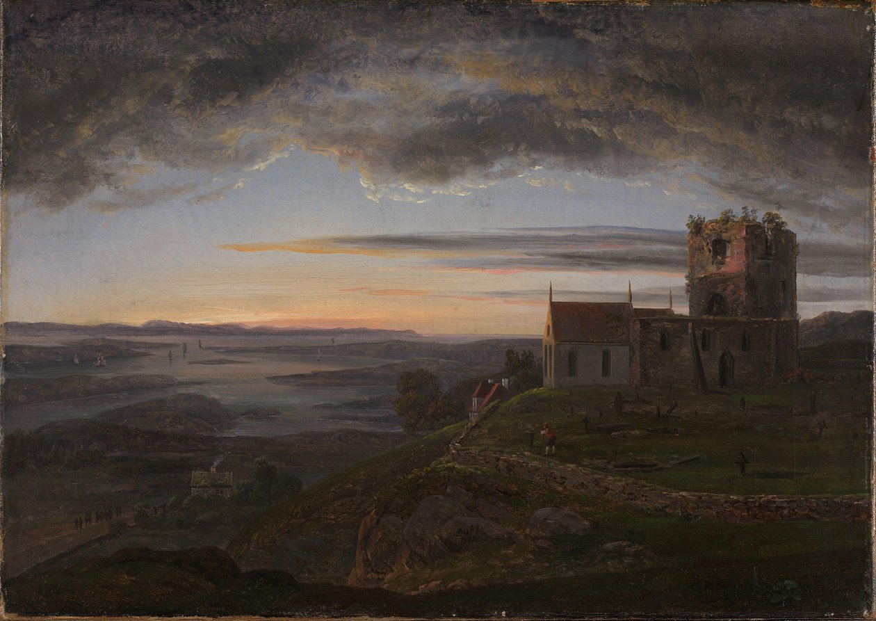 La iglesia en ruinas de Avaldsnes en Karmøy de Johan Christian Dahl