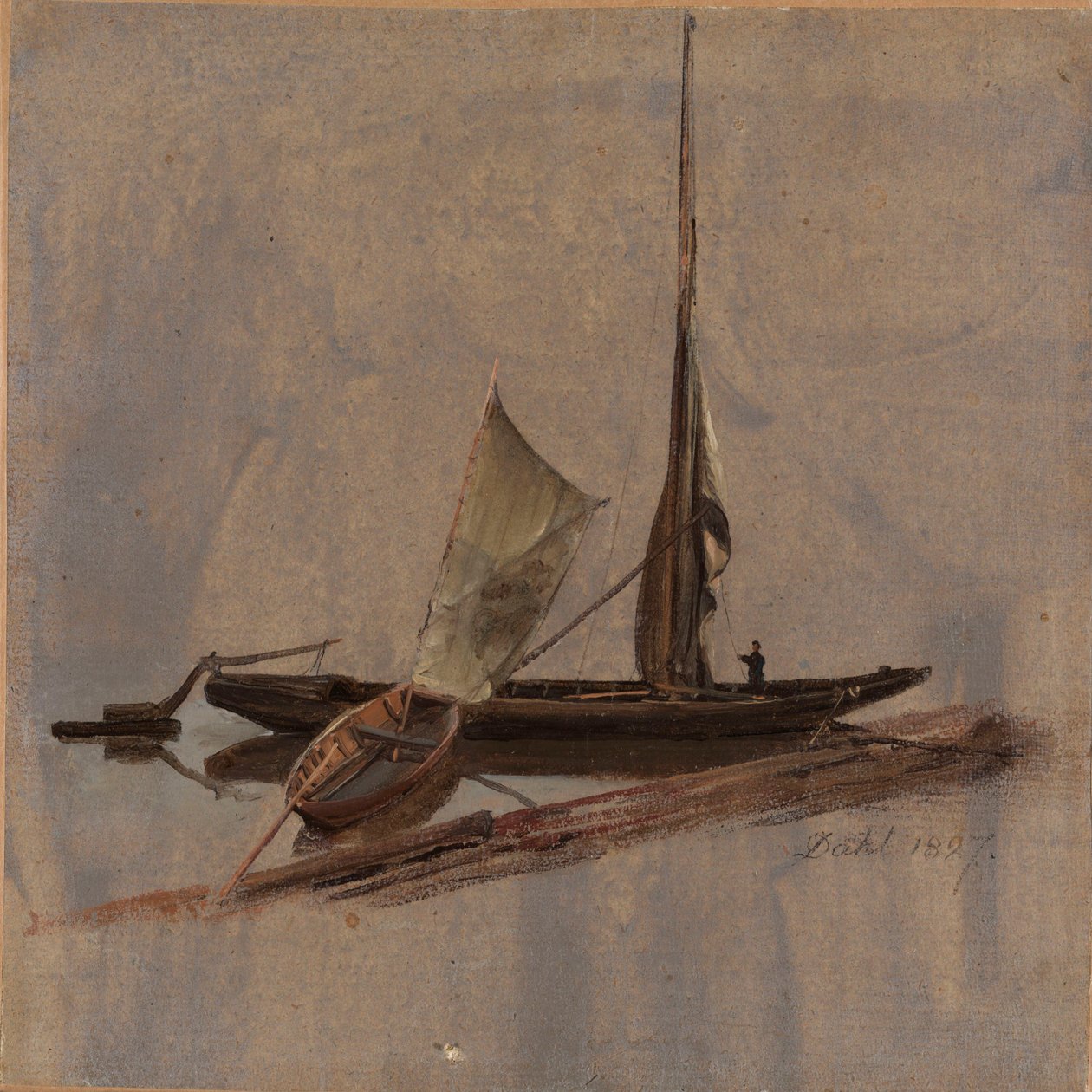 Dos barcos en el Elba de Johan Christian Dahl