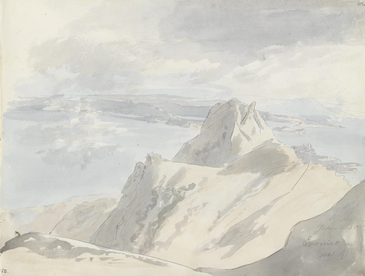 Vista del golfo de Nápoles desde el monte Epomeo, Isquia de Johan Christian Dahl