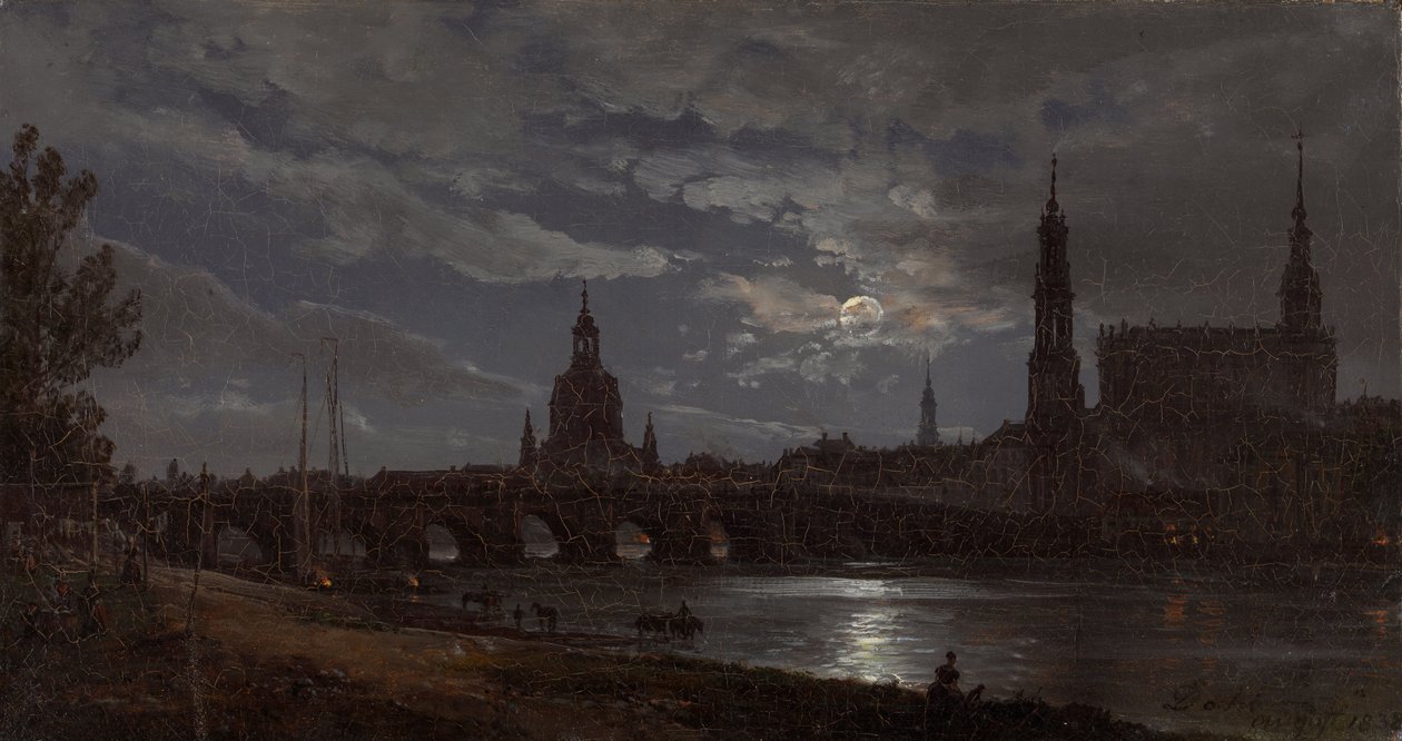 Vista de Dresde a la luz de la luna de Johan Christian Dahl